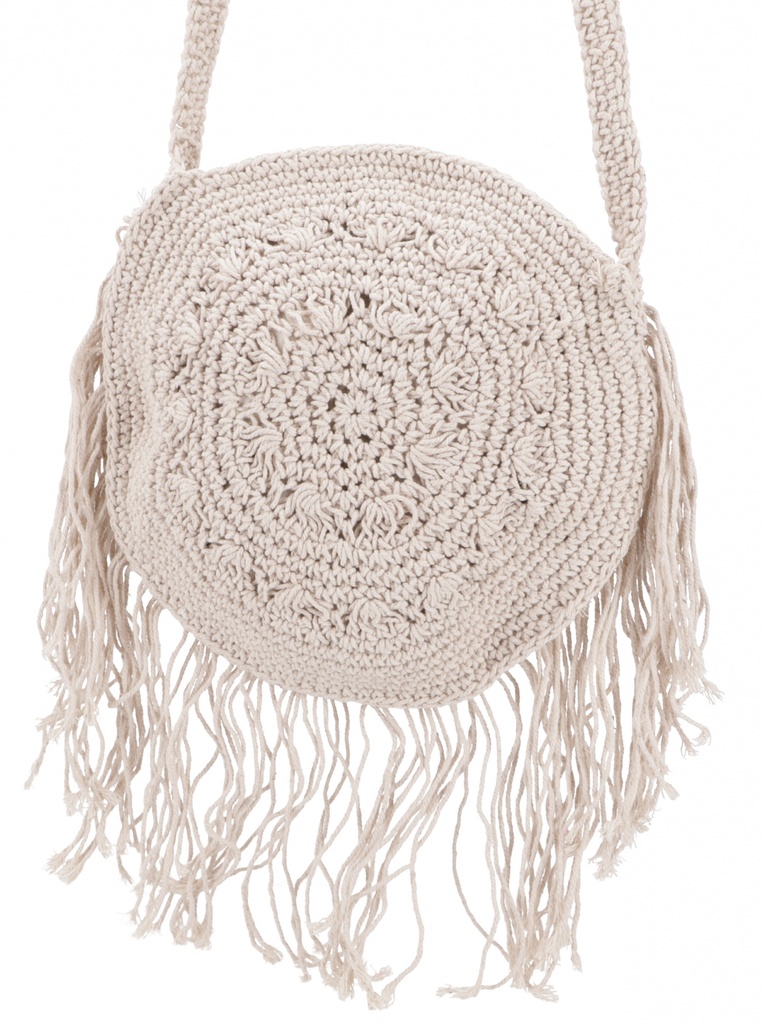 Makramee Umhängetasche Creme