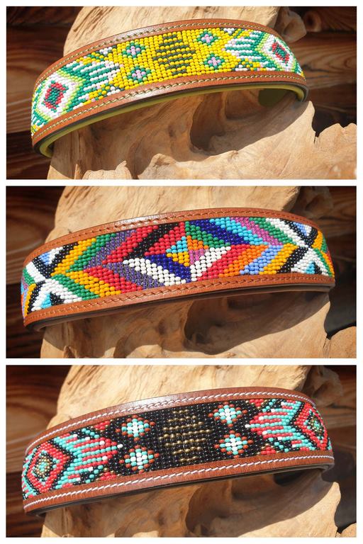 Lederhalsband Aztec Yellow