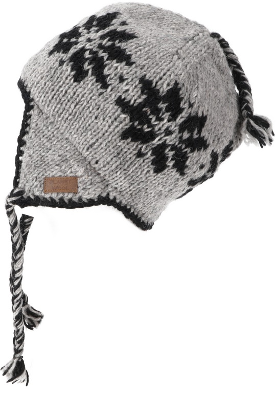 Ohrenklappen Wollmütze Grau