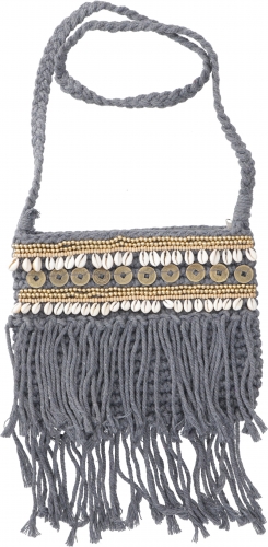 Makramee Umhängetasche Grau