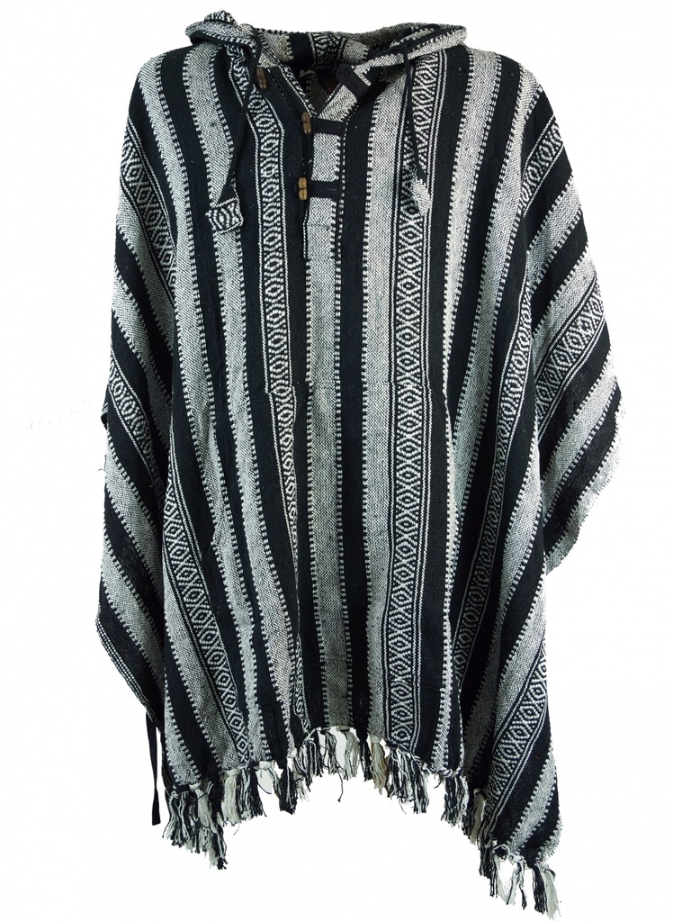 bunt gestreifter Poncho mit Kapuze