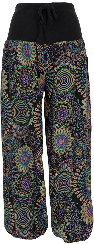 Pumphhose mit rotem Muster und schwarzem Bund