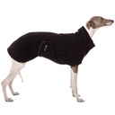 Hund im grünen Mantel mit Bauchlatz und hellgrünen Plüschrändern