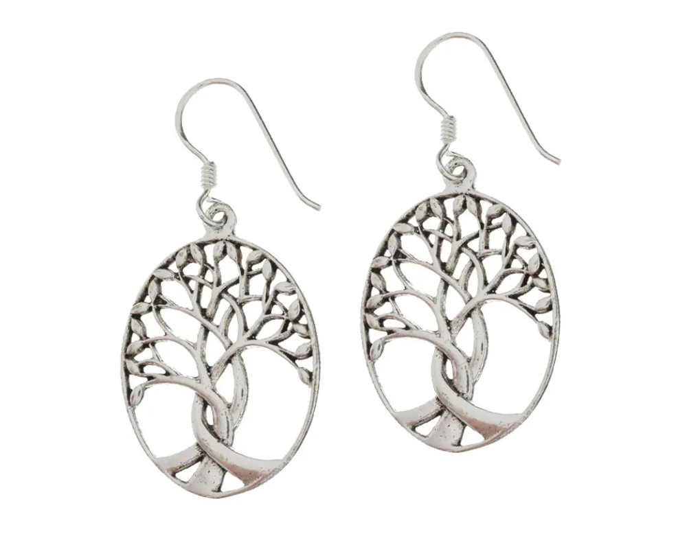 Ovale Ohrhänger  mit je einem Baum