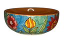 Keramikschale bunt mit große Blumen bemalt