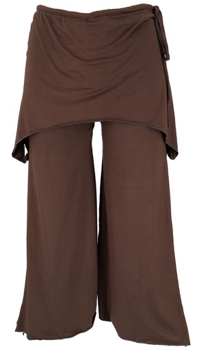 3/4 lange Hose mit ausgestelltem Bein und Rockteil darüber in Braun