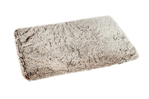 Plüschige, rechteckige Hundedecke liegend mit längerem, rauchbraunem Floor