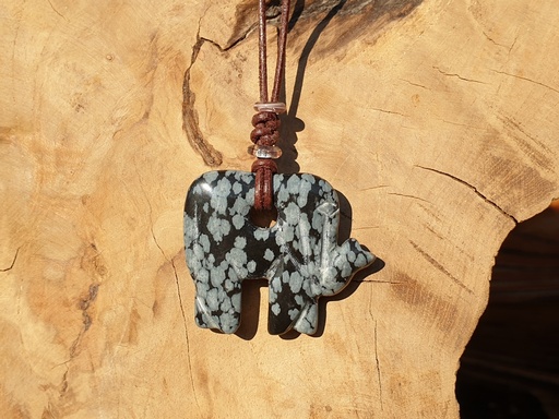 [RLE-223-001] Schneeflockenobsidian Lederkette