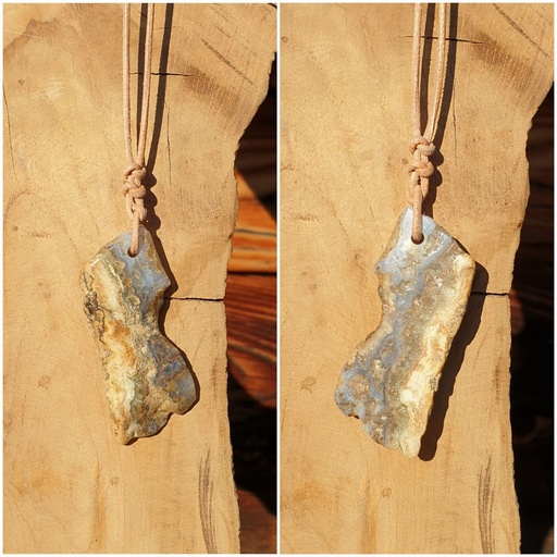 [RLE-3345] Blauer Chalcedon Lederkette