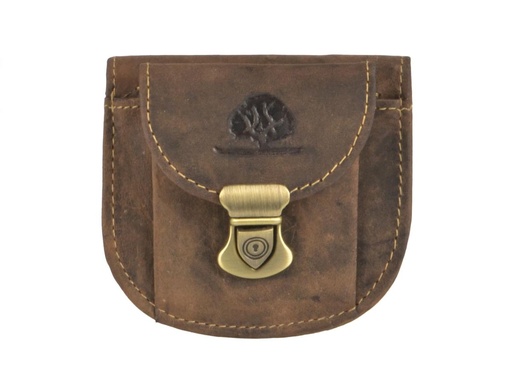 Sehr kleine Geldbörse mit Metall-Schiebe-Riegel in robustem Leder